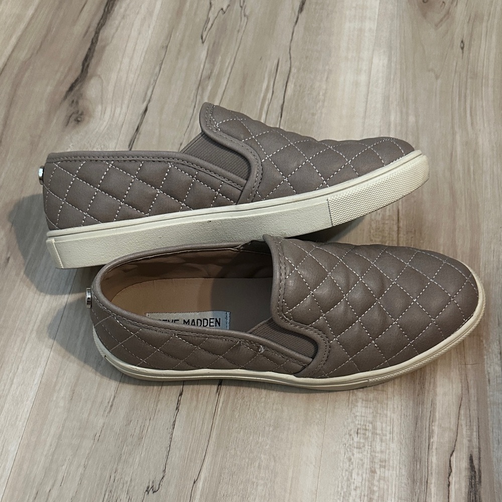 Steve Madden Quilted Slip-On Loafers - Brown